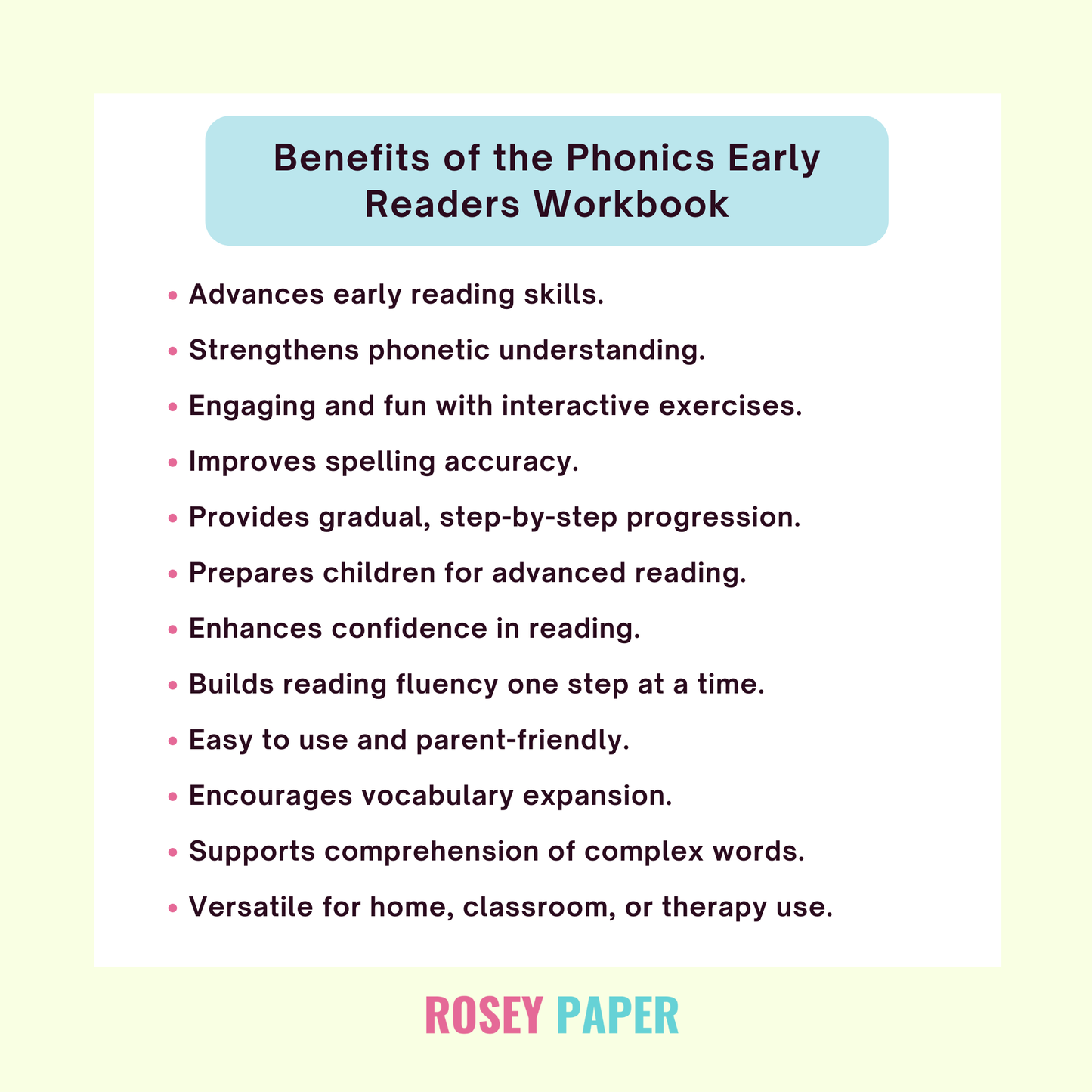 Phonics Early Readers Workbook