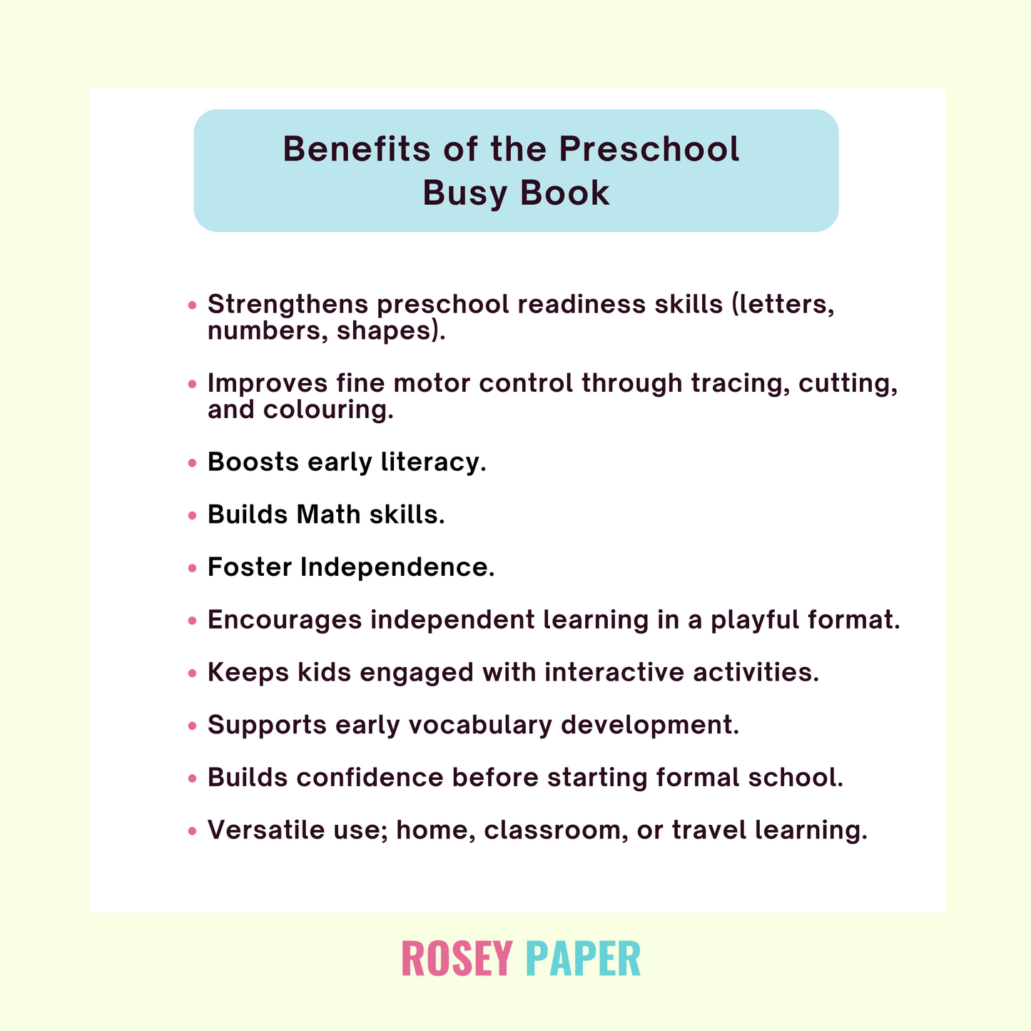 Preschool Busy Book